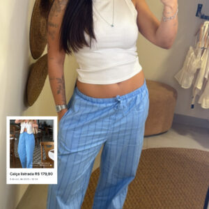 Calça Listrada Azul
